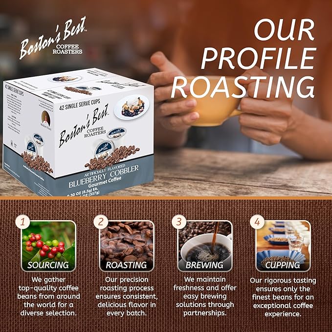 Boston’s Best - Blueberry Cobbler Flavored Coffee Blend, Dessert Gourmet Compatible with Keurig Coffee Maker, 1 Count (42 Single Serve Medium Roast Cups)