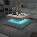 Load image into Gallery viewer, Grey LED Coffee Table for Living Room, Living Room Table 2-Tier Square Middle Center Table, Modern Coffee Tables with Storage, Contemporary Wood Tea Tables for Dining Reception