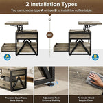 Load image into Gallery viewer, 40" Lift Top Coffee Table,4 in 1 Multi-Function Lift Coffee Tables with Storage Drawers and Hidden Compartmen,Farmhouse Coffee Table with Lifting top for Living Room,Grey