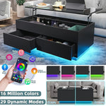 Load image into Gallery viewer, LED Coffee Table with Lift Top Morden Coffee Table with Storage High Gloss Black Sofa Table for Living Room Center Tables Hidden Compartment &amp; 2 Drawers
