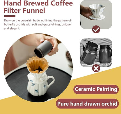 Pour Over Coffee Maker Set 60° Angled V-Shaped Pour Over Coffee Dripper and 100pcs Coffee Filter