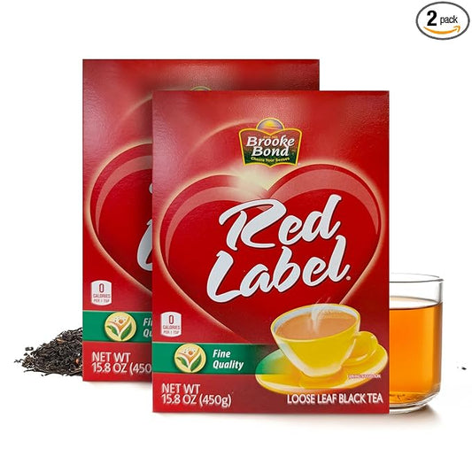 Brooke Bond Red Label Black Tea | Loose Tea | Suitable for Indian Chai & Milk | Aromatic & Refreshing Flavor | 450 Grams (Pack of 2)