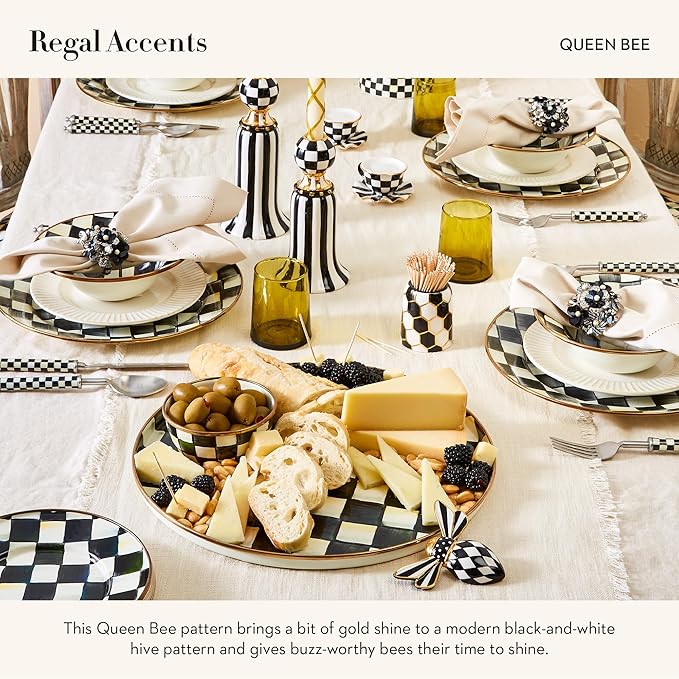 MACKENZIE-CHILDS Ceramic Queen Bee Honey Pot with Lid, Beehive Decor for Kitchen