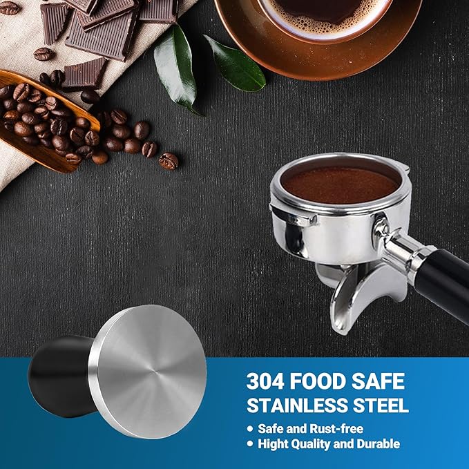 51mm Espresso Tamper Barista Calibrated Coffee Tampers with 30lbs Spring Loaded Stainless Steel Base Anodized Aluminum Handle