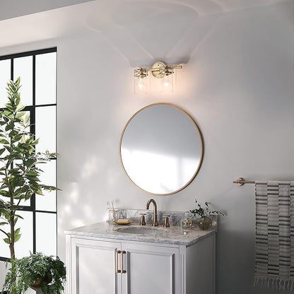 Kichler Brinley 2 Light Vanity Light in Champagne Bronze with Clear Glass for Bathroom and Powder Room, (15.75" W x 10.25" H),45688CPZ