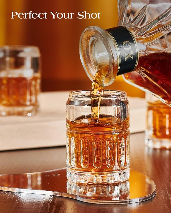 Kollea Father’s Day Shot Glasses, Flash Hider Shaped Clear Shot Glasses Set of 4 with Heavy Base, Shot Cups for Whiskey, Tequila, 21st Birthday Gifts for Men Dad, Military Fan, Men Cave Decor, 1.35 Oz