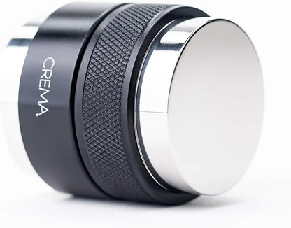 Crema Coffee Products 45.5mm Hand Tamper & Coffee Distributor V2 | Compatible with Flair Pro and Pro 2 | Double-Sided, Adjustable Depth Tool | Made with Durable 304 Stainless Steel | Black