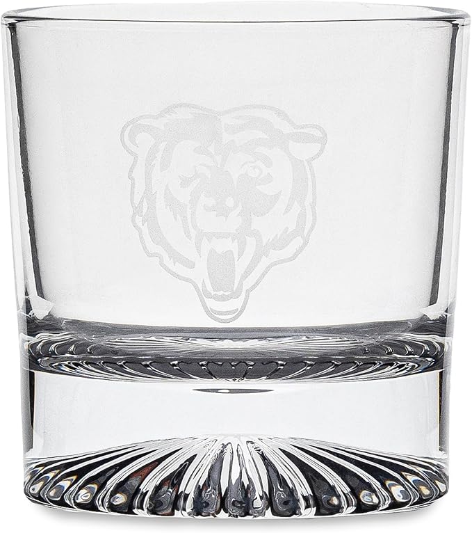 The Memory Company Officially Licensed NFL Wood Boxed Drinkware Set, with 2 Rocks Glasses and Cooling Cubes, Chicago Bears