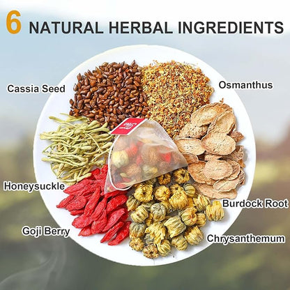 TEARELAE - Chrysanthemum Cassia Seed Tea - Nourishing Liver Tea - 8g x 20 Count - Burdock Root, Goji Berry, Honeysuckle, Osmanthus - Natural Herbal Chrysanthemum Tea Bags - Liver Clean & Detox