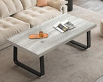 Load image into Gallery viewer, HSH Industrial Coffee Table, Modern Minimalist Center Table, Wooden Rectangle Living Room Table for Small Space, Farmhouse Wood and Metal Tea Table for Home Bedroom Office, Light Grey Oak, 47 in