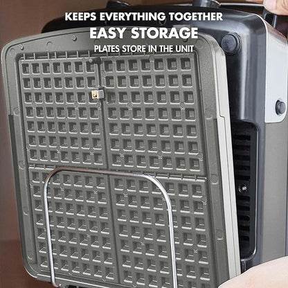 GreenPan Elite 4-Square Belgian & Classic Waffle Maker,Healthy Ceramic Nonstick Dishwasher Safe Plate, Adjustable Shade/Crunch Control, Wont Overflow, Easy Clean, Breakfast,PFAS-Free,Graphite