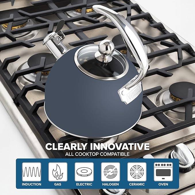 Viking Stainless Steel Whistling Tea Kettle, Slate