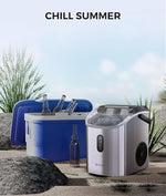 Load image into Gallery viewer, ecozy Smart Nugget Ice Maker Countertop, Portable Pebble Ice Machine with Voice Control, 34lbs/24H Soft Chewable Ice, Self-Cleaning Pellet Ice Maker with APP WiFi for Kitchen Party, Stainless Steel