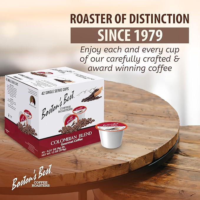 Boston’s Best - Colombian Blend Delectable Gourmet Coffee, Bold Medium Roast Compatible with Keurig Coffee Maker - 1 Count (42 Single Serve Cups)