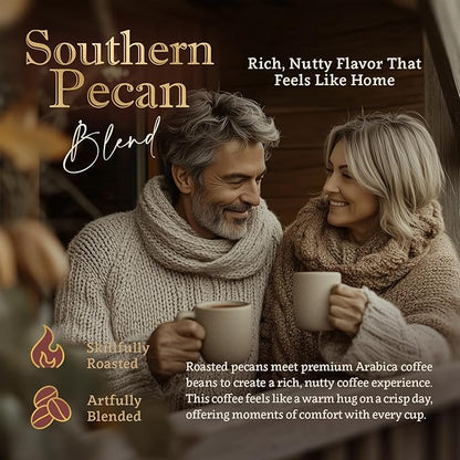 Southern Pecan Flavored Whole Bean Coffee – Organic, Medium Roast, 100% Arabica, Single Origin – Naturally Flavored – by Coffea Flavor