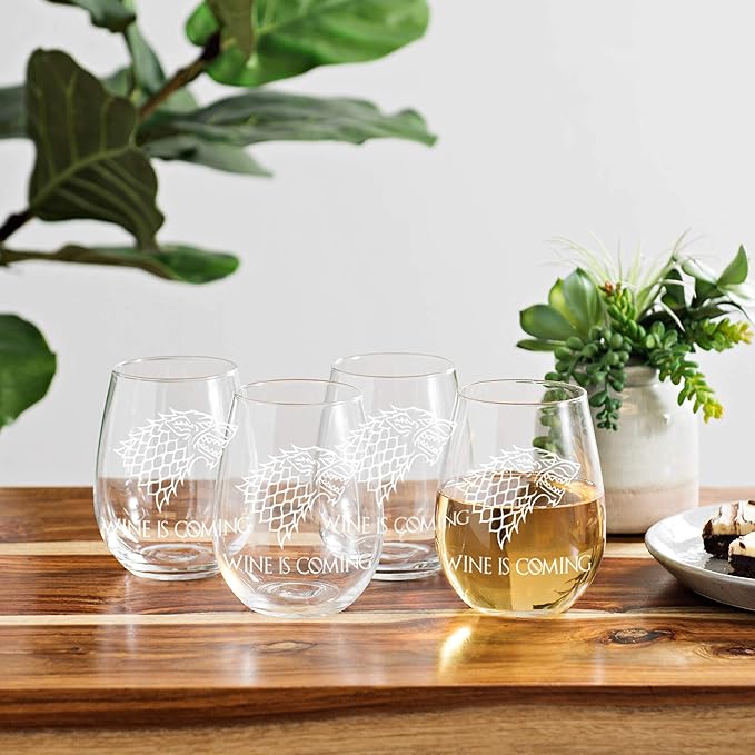 "Wine is Coming" Stemless Wine Glass - Perfect Christmas Gift for The Game of Thrones Fan