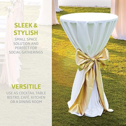 Pearington Round Bar Faux Marble Top and Black Base, 1-Pack Pub Table