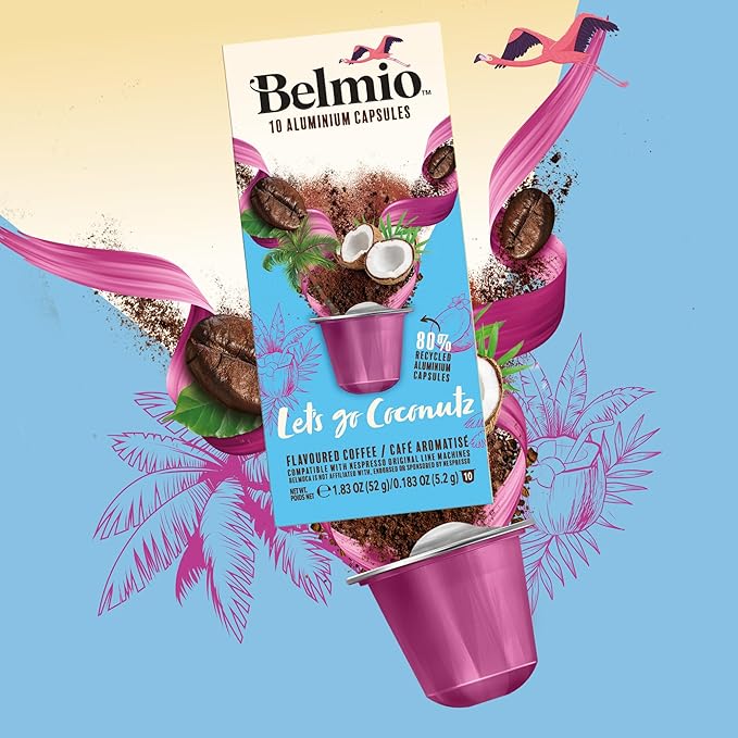 Belmio Let's Go Coconutz Espresso Coffee Pods – Medium Roast –Smooth & Tropical - Nespresso Original Line Compatible – 10 Count (Pack of 10)