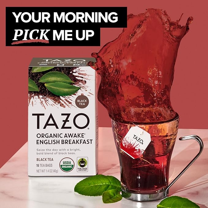 TAZO Tea Bags, Regenerative Organic: Chai Black Tea, Awake English Breakfast Black Tea, & Earl Grey Tea 16 CT (1ea) (Variety Pack)
