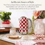 Load image into Gallery viewer, MACKENZIE-CHILDS Electric Kettle, Stainless-Steel Tea Kettle, Red-and-White Cherry Check
