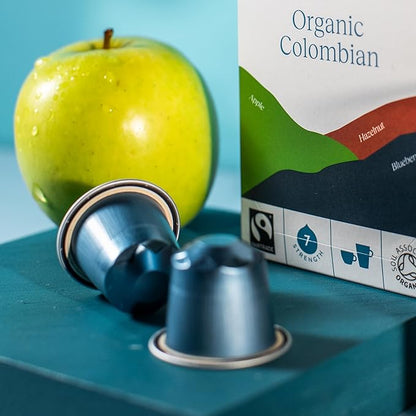 Cru Kafe Colombian USDA Organic Espresso Coffee Capsules (50 Pods) Fairtrade Coffee Pods Compatible with Nespresso Original Line and Pixie Machines