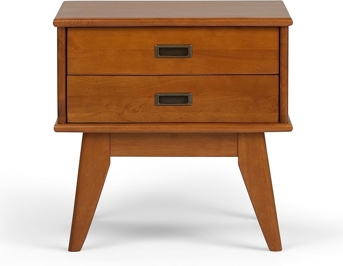 SIMPLIHOME Draper SOLID HARDWOOD 22 inch Wide Rectangle Mid Century Modern End Side Table in Teak Brown for the Living Room and Bedroom