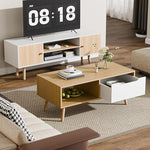 Load image into Gallery viewer, Cozy Castle Modern Wooden Coffee Table with Storage, Minimalist Hallway Mid Century Cocktail Table for Living Room Apartment Reception, Oak