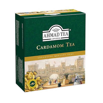 Ahmad Tea Black Tea, Cardamom Teabags (No Envelopes), 100 ct - Caffeinated and Sugar-Free
