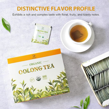 Soeos Organic Oolong Tea, 100 Tea Bags, USDA Certify, Low Caffeine, 6.3 oz (180 g)