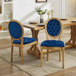 Load image into Gallery viewer, Vintage French Country Dining Room Chairs Set of 8, Velvet Dining Chairs with Solid Wood Legs, Blue Upholstered Dining Chair, Sillas para Comedor, Kitchen &amp; Dining Room Chair (Blue, Velvet, 8Pcs)