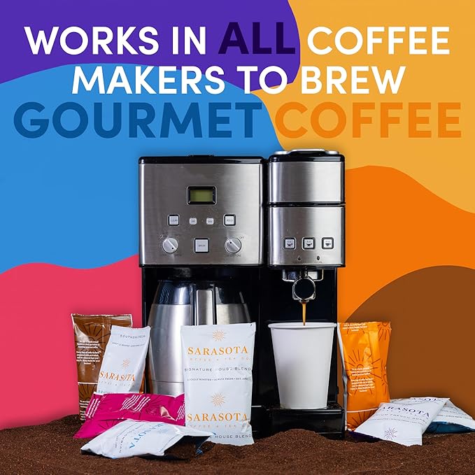 Coffee Variety Pack – Medium, Dark, Decaf & Flavored Ground, 1.75oz Bulk Packs for 12-Cup Drip Coffee Makers, Gourmet Low-Acid Assorted Gift Sampler, 100 Count