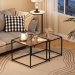 Load image into Gallery viewer, Glass Nesting Coffee Table Set of 2, Modern Minimalist Center Tables, Living Room Coffee Tables for Home, Office, Bedroom, Small Spaces, Space-Saving, Black
