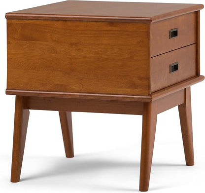 SIMPLIHOME Draper SOLID HARDWOOD 22 inch Wide Rectangle Mid Century Modern End Side Table in Teak Brown for the Living Room and Bedroom
