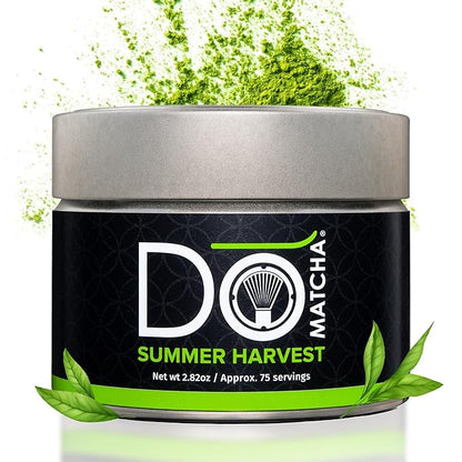 DoMatcha - Summer Harvest Green Tea Matcha Powder, Natural Source of Antioxidants, Caffeine, and L-Theanine, Promotes Focus and Relaxation, Kosher, 75 Servings (2.82 oz)