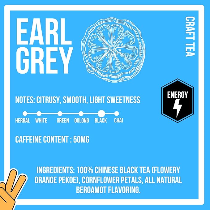 Revival Tea Company Earl Grey Tea - Black Tea Blend with Bergamot and Cornflower Petals - 24 Tea Bags