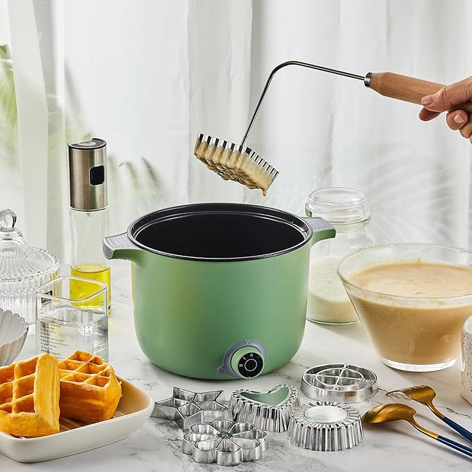 Tessco 12 Pcs Rosette Iron Molds, 6 Shape Achappam Bunuelos Mold with Handle Aluminium Iron Rosette Maker and Wooden Handles for Christmas Kitchen Baking Housewares Waffle Cookie Cooking