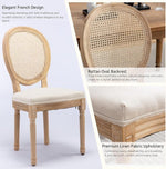 Load image into Gallery viewer, French Country Dining Chairs Set of 2, Vintage Wooden Dining Chairs with Fabric Upholstered Seat&amp;Rattan Oval Backrest,Solid Wood Legs&amp;Frame, Farmhouse Kitchen&amp;Living Room Chairs(Beige,2 Pcs)