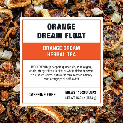 Tiesta Tea - Orange Dream Float Tea, Loose Leaf, Orange Cream Herbal Tea, Premium Caffeine-Free Tea Blend, Make Hot or Iced & Up to 200 Cups, 16 oz Resealable Bulk Pouch