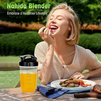 Nahida Blender for Smoothies, 1200W Smoothie Blender for Ices Crushing, Blenders with (2) 6-Fin Blades, Personal Blenders for Kitchen with 23oz, 32oz, 37oz Easy Go Cups for Juices, Black