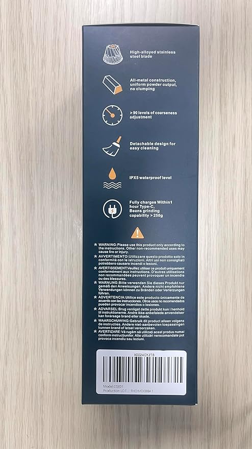 CERA+ Portable Coffee Bean Grinder,Electric Coffee Grinder,Coffee Grinder with 90 Precise Grind Setting,Auto‑Stop & One-Button,Burr Coffee Bean for Espresso,Pour-Over, French Press Moka, with Bag