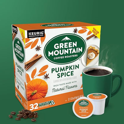 Green Mountain Coffee Roasters Seasonal Selections Pumpkin Spice, Keurig Single-Serve K-Cup Pods, Light Roast Cofee, 32 Count (Pack of 2)