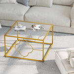 Load image into Gallery viewer, Coffee Table Modern Center Table,Glass Minimalist Square Coffee Table Tea Table for Living Room,Tempered Glass-top with Sturdy Metal Frame, Easy Assembly,26.4 x 26.4 x 15.7 Inches, Gold