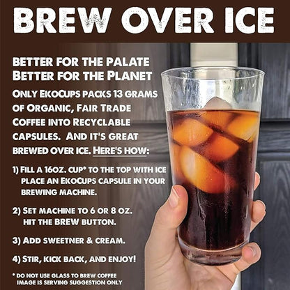 EKOCUPS Organic & Fair Trade Gourmet Hot or Iced Coffee Single Serve Cups for Keurig K Cup Brewer Variety Pack Sampler, 30 Count