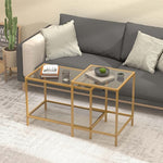 Load image into Gallery viewer, Coffee Table Set of 2,Gold Glass Nesting Coffee Side End Table,Square Modern Center Table for Living Room,Bedroom and Small Spaces,Tempered Glass-top with Sturdy Metal Frame, Easy Assembly