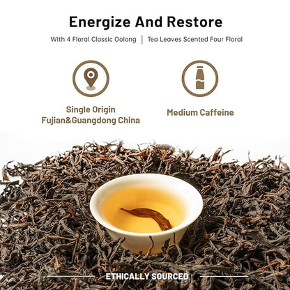 iTeaworld New Chinese Oolong Tea Sampler - 4 Flavors loose leaf Oolong tea Bag Sampler - Chinese Tea With Mediumly Caffeinated, High Mountain Tea, No Sweetener for Health Come with 20 Tea Bags, 3.5oz