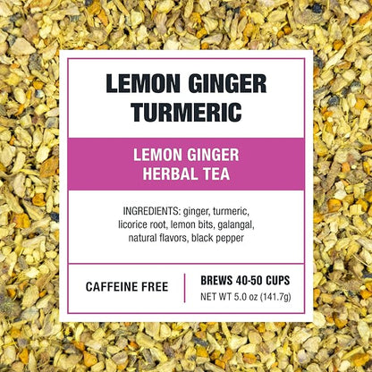 Tiesta Tea - Lemon Ginger Turmeric, Loose Leaf, Lemon Ginger Herbal Tea, Premium Blend, Non Caffeinated Herbal, Make Hot or Iced & Brews Up to 50 Cups, 5 Ounce Refillable Tin