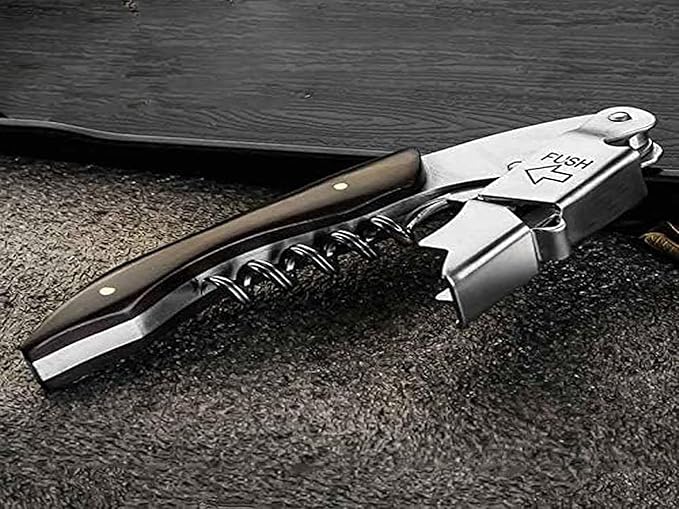 Professional Waiter Corkscrew Wine Key for Bartenders Set of 3,With Long Rosewood Handle Stainless Steel Handle Wine Opener for Bar Restaurant Waiters, Sommelier, Bartend (Black Wood 3 Packs)