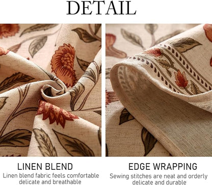 Designer French Small Rectangle Tablecloth,Linen Orange Floral Pattern Indoor Table Cloth,Wrinkle Resistant Decor Table Cloth for Dining Thanksgiving Kitchen Party,55"*71"-Alvarado D