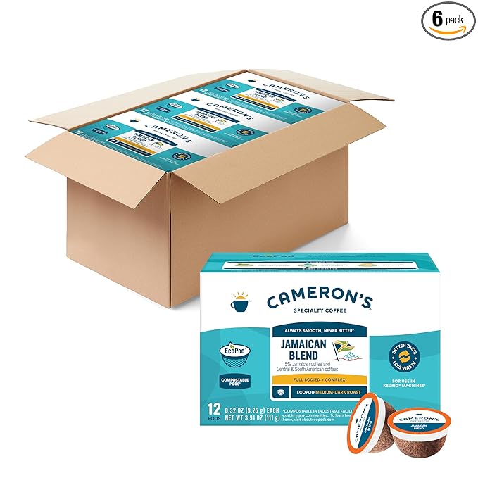Cameron's Coffee Single Serve Pods, Jamaican Blend, 12 Count (Pack of 6)
