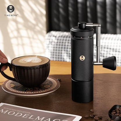 Timemore S3 Manual Coffee Grinder - External Adjustment with Stainless Steel Patented Burr | Hand Coffee Grinder Hign Presicion | Premium Timemore Grinder Chestnut S3, Black